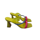 MARC FISHER HEEL SLIDE SANDAL SHOES YELLOW PINK 9.5M