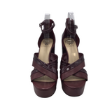 VINCE CAMUTO RET$139 PLATFORM SANDAL SHOES MAROON 9.5M
