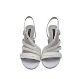 ALICE + OLIVIA RET$375 HEEL WOVEN SHOES WHITE 7B