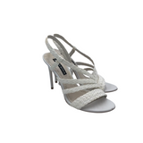 ALICE + OLIVIA RET$375 HEEL WOVEN SHOES WHITE 7B