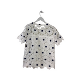 RAFAELLA SHORT SLEEVE TOP WHITE NAVY SMALL