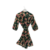 3/4 SLEEVE DESIGNER DRESS GREEN PINK 6