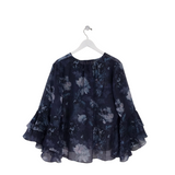 KOBI HALPERIN NWT FLORAL LONG SLEEVE DESIGNER BLOUSE NAVY WHITE XLARGE