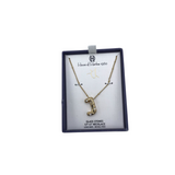 HOUSE OF HARLOW 1960 RHINESTONES INITIAL J NECKLACE GOLDTONE