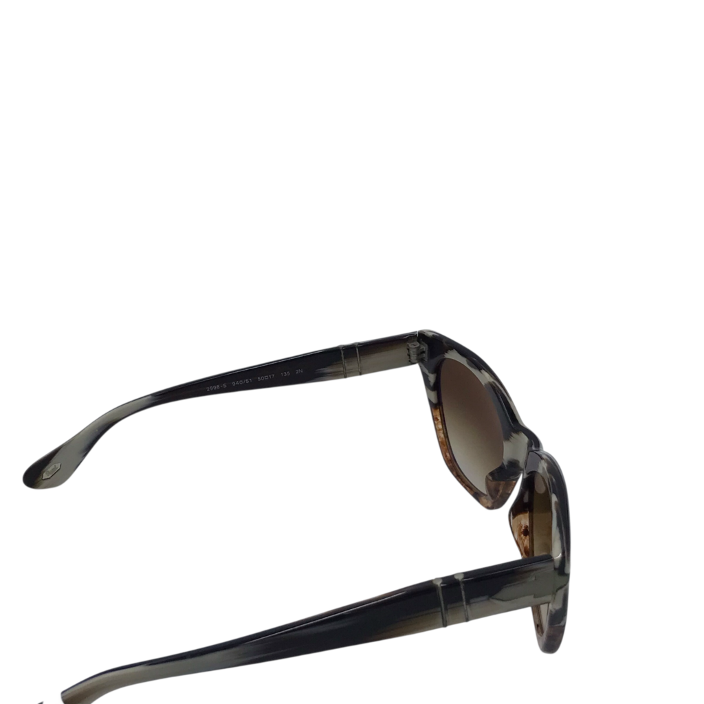 PERSOL RET$210 W/CASE SUNGLASSES/READERS BROWN WHITE