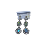 KENDRA SCOTT NWT$250 CLIP ON DANGLE EARRINGS SILVER BLUE