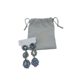 KENDRA SCOTT NWT$250 CLIP ON DANGLE EARRINGS SILVER BLUE