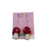 NWT$35 DANGLE MUSHROOMS EARRINGS RED WHITE