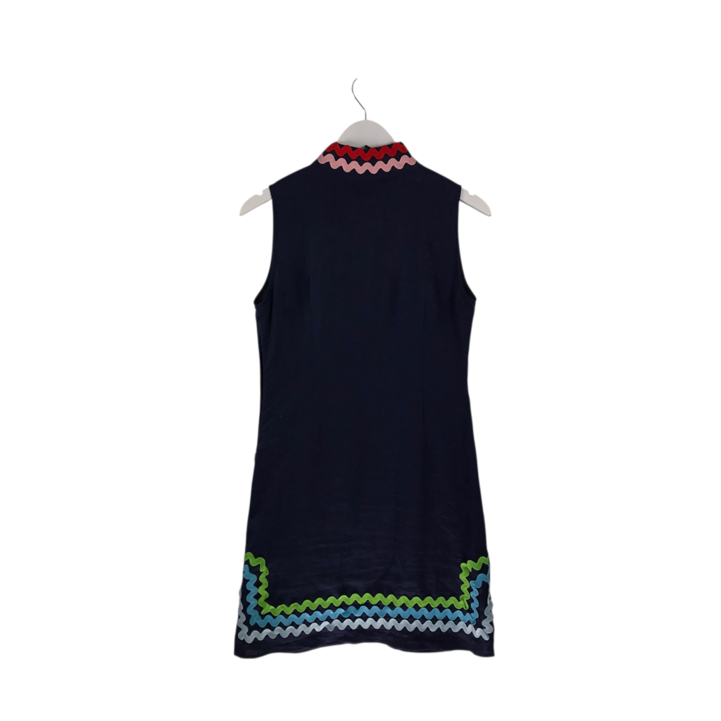 STS SAIL TO SABLE SLEEVELESS DESIGNER DRESS NAVY RED MEDIUM