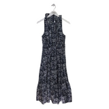 PEARL SLEEVELESS MAXI DESIGNER DRESS BLACK WHITE SMALL