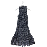 PEARL SLEEVELESS MAXI DESIGNER DRESS BLACK WHITE SMALL