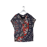 TORY BURCH SILK CAP SLEEVE DESIGNER TOP NAVY WHITE 10