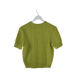 ST JOHN SHORT SLEEVE DESIGNER SWEATER LIME P