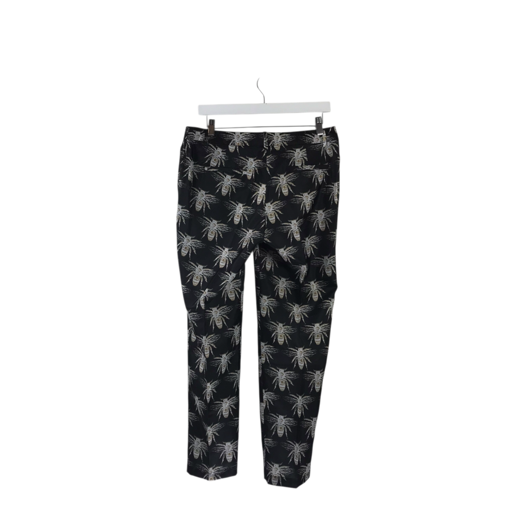 NWT$298 BEE PRINT STRAIGHT DESIGNER PANT COAL WHITE 6