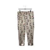 SILK PRINT CUFFED DESIGNER PANT CREAM BLACK LARGE
