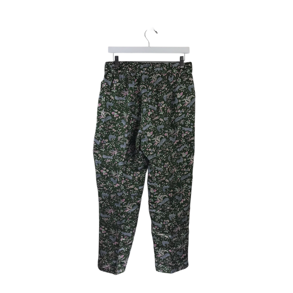 J. CREW NWT SILK FLORAL CROP PANT OLIVE BLUSH 8