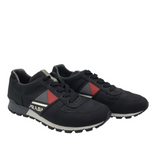 PRADA LEATHER/FABRIC LOW TOP SNEAKERS LUXE MEN SHOES BLACK 8.5