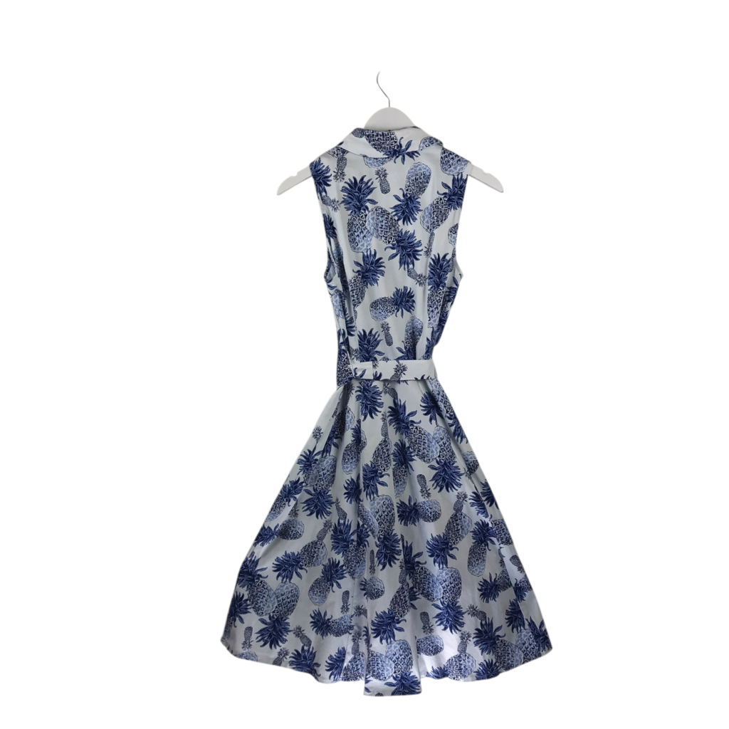 CHETTA B FLORAL MAXI DRESS BLUE WHITE 10