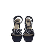WHITE HOUSE BLACK MARKET BLOCK HEEL SANDAL SHOES NAVY WHITE 8