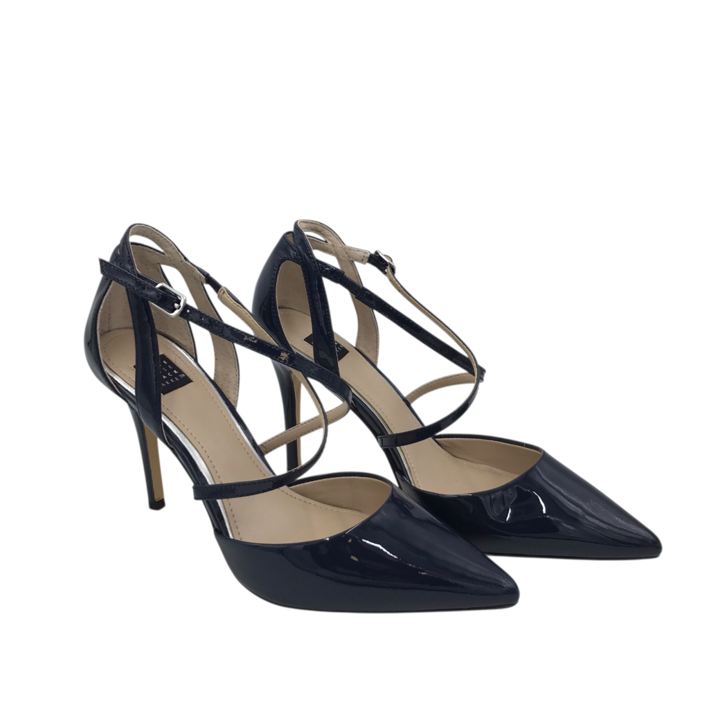 WHITE HOUSE BLACK MARKET PATENT LEATHER PUMP SHOES NAVY 8M