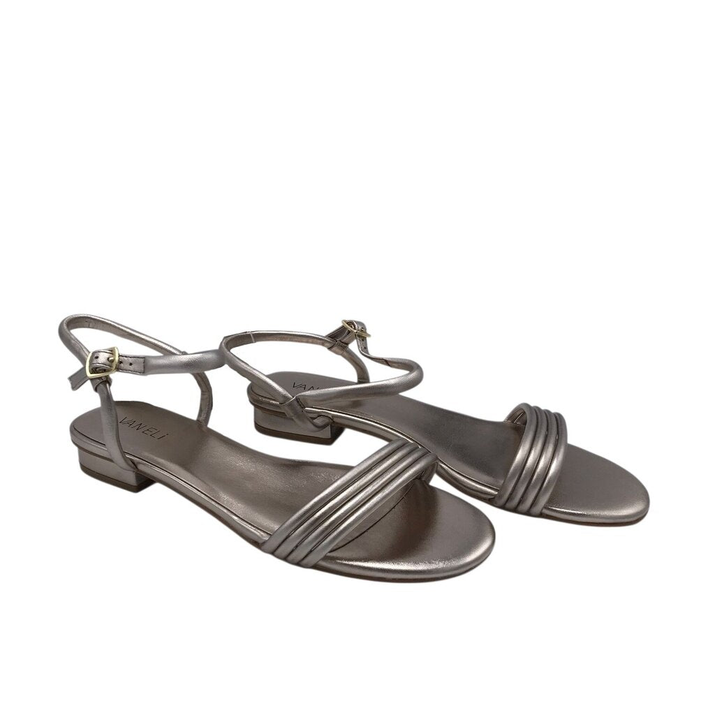 VANELI RET$195 METALLIC STRAPPY SANDAL SHOES GOLD 9.5N
