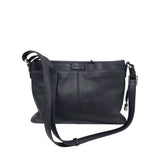 BRIGHTON RET$415 LEATHER CROSSBODY HANDBAG BLACK SILVER