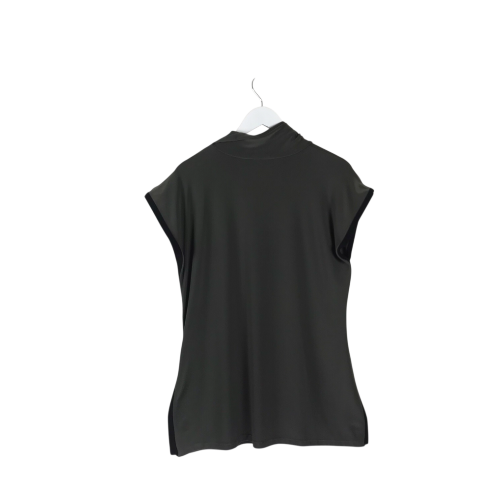 JOSEPH RIBKOFF SHORT SLEEVE DESIGNER TOP OLIVE BLACK 10