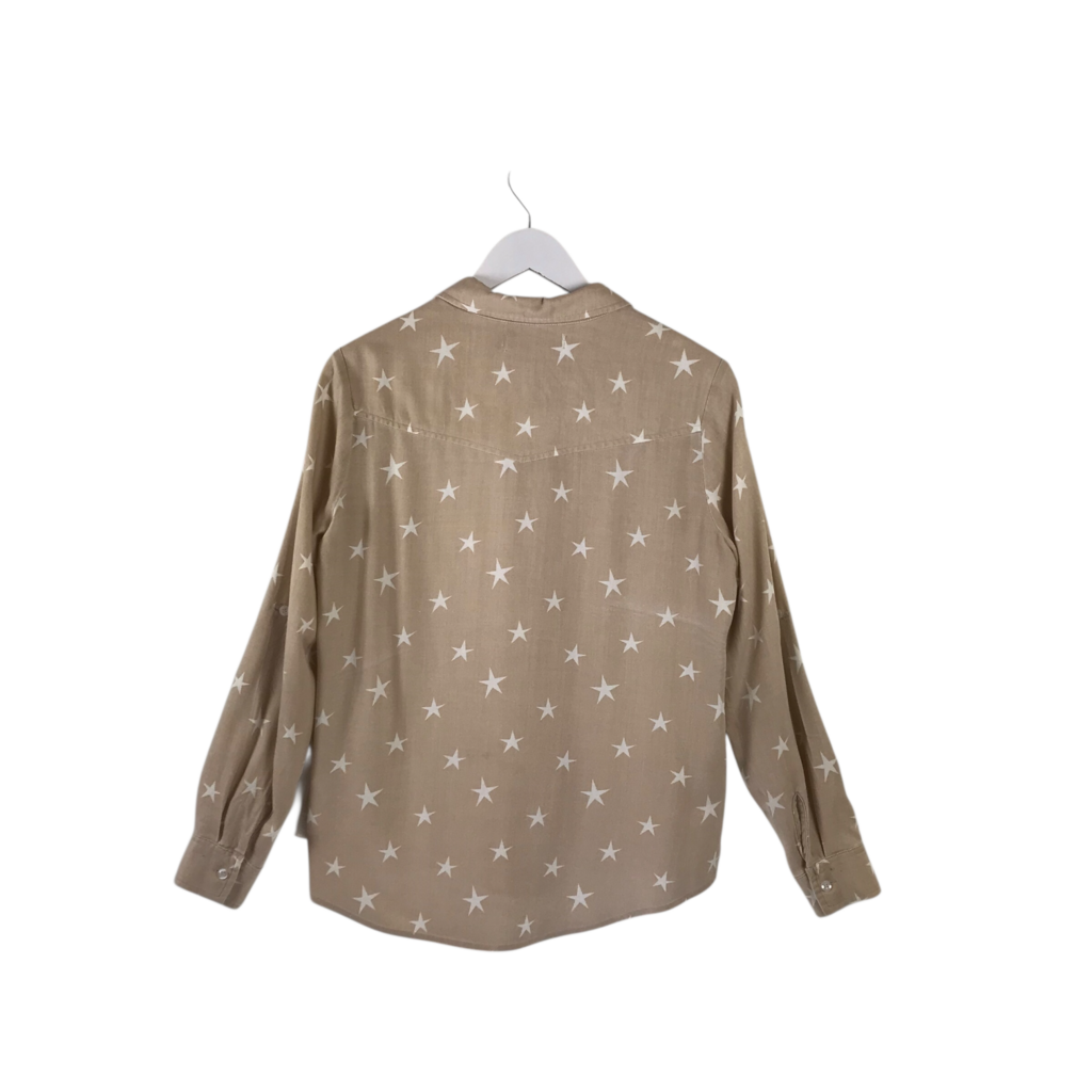 BILLY T STARS LONG SLEEVE BLOUSE BEIGE WHITE SMALL