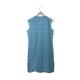 JUDE CONNALLY SLEEVELESS DESIGNER DRESS BLUE WHITE MEDIUM