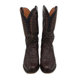 LUCCHESE OSTRICH ROUND TOE MEN BOOTS BROWN 9.5E