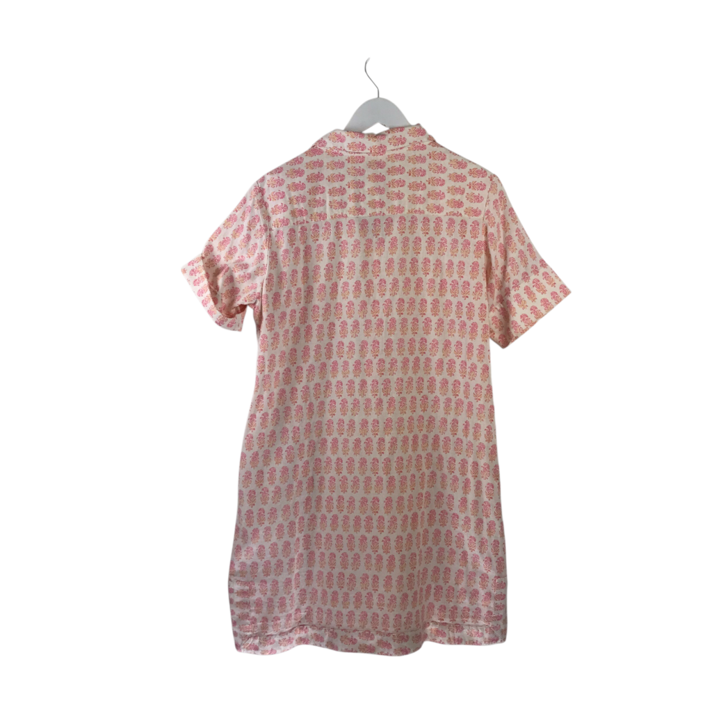 SHORT SLEEVE DRESS PEACH WHITE LARGE
