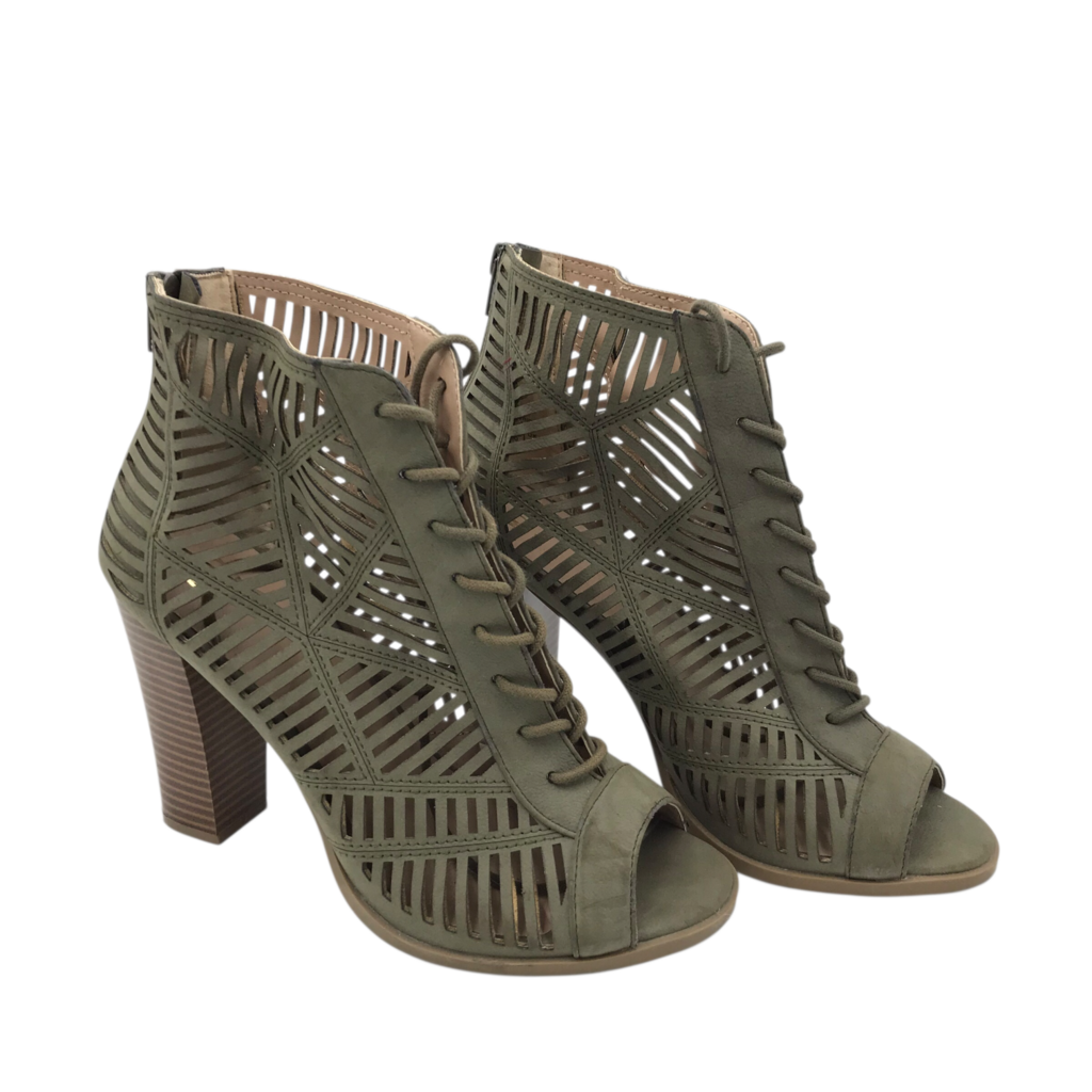 MIX NO. 6 HEEL LACE UP SANDAL SHOES TAUPE 9