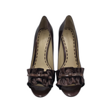 ENZO ANGIOLINI PEEP TOE HEEL SHOES BROWN 11M