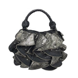 KIPPY'S RET$998 STUDS RUFFLES HANDBAG BLACK SILVER