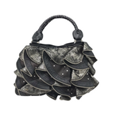 KIPPY'S RET$998 STUDS RUFFLES HANDBAG BLACK SILVER