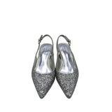 KATE SPADE RET$298 GLITTER SLINGBACKS DESIGNER SHOES SILVER 7.5B