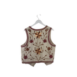 FREE PEOPLE EMBROIDERED VEST BEIGE RUST LARGE
