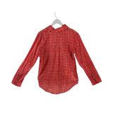 CIRO LUCIA LONG SLEEVE DESIGNER BLOUSE ORANGE WHITE SMALL