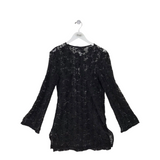 NILI LOTAN LACE LONG SLEEVE DESIGNER TOP BLACK SMALL