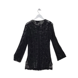 NILI LOTAN LACE LONG SLEEVE DESIGNER TOP BLACK SMALL