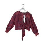 VERONICA BEARD NWT$398 FLORAL TIE DESIGNER TOP RED BLUE MEDIUM