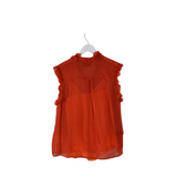 7 FOR ALL MANKIND 2PC TOP/CAMI RUFFLE SLEEVELESS DESIGNER BLOUSE ORANGE S/M