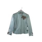 ST JOHN SPORT NWT BOW ZIP LONG SLEEVE DESIGNER BLAZER MINT MEDIUM