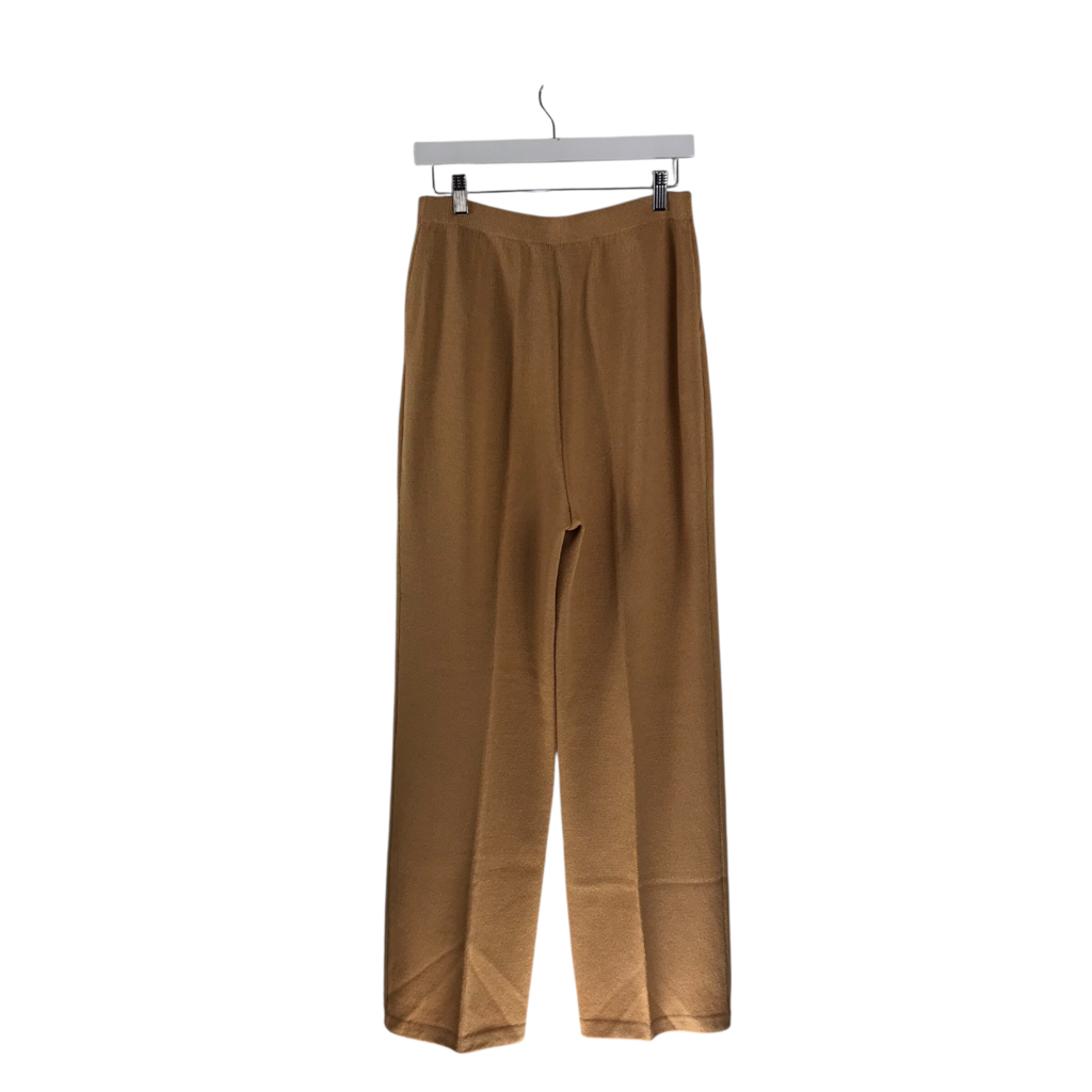 ST JOHN COLLECTION KNIT STRAIGHT LEG DESIGNER PANT CAMEL 10