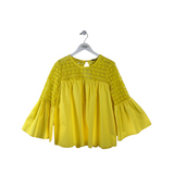 ENDLESS ROSE CROCHET FLARE SLEEVE TOP YELLOW LARGE