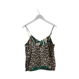 LA PRESTIC OUISTON REVERSIBLE DESIGNER TOP BROWN GREEN SMALL