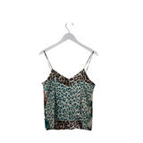 LA PRESTIC OUISTON REVERSIBLE DESIGNER TOP BROWN GREEN SMALL