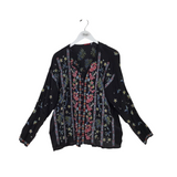 JOHNNY WAS EMBROIDERED DESIGNER BLOUSE BLACK RUST MEDIUM