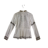 ANNA SUI EYELET FLORAL BEADS DESIGNER TOP WHITE BRONZE 8