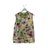 ETRO 100% SILK SLEEVELESS DESIGNER TOP WHITE YELLOW 48